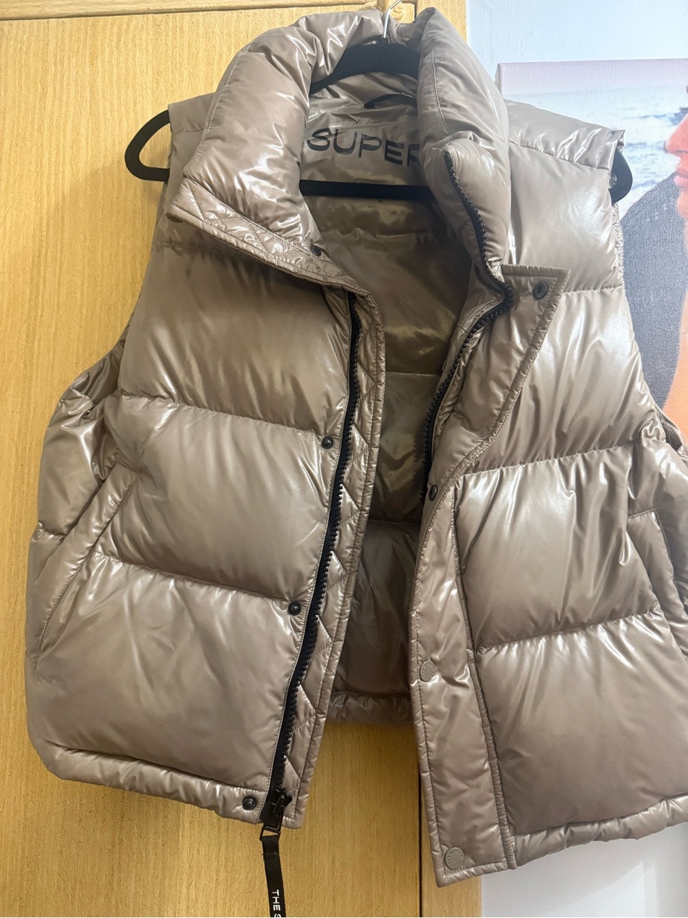 Superdry women’s Puffer Vest in Taupe Brown